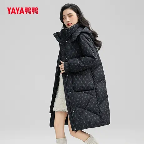 鸭鸭羽绒服女2023年冬季新款长款连帽时尚休闲保暖外套Y图片