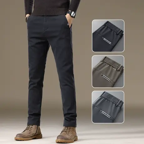 弹力修身直筒男士休闲裤子秋冬季男款商务西装西裤2023年新款男装商品大图