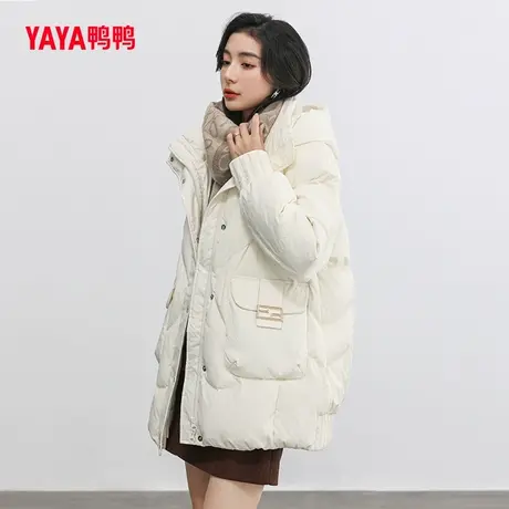 【双十一预售】鸭鸭羽绒服女2023年秋冬新品连帽中长款韩版外套C图片