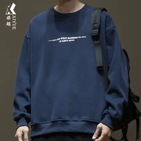 希越380g重磅卫衣男2023秋冬字母印花套头打底衫宽松大码日系男装商品大图