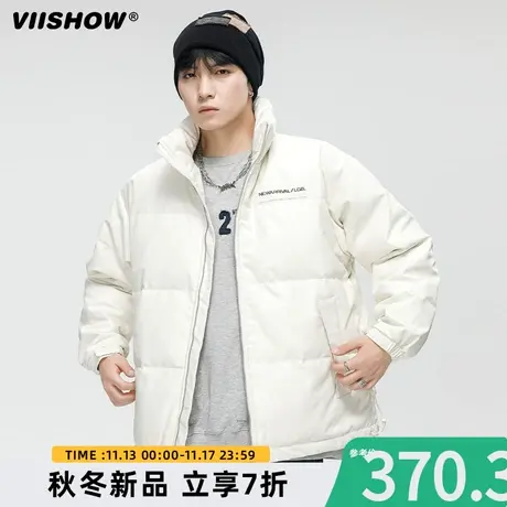 VIISHOW冬季新款pu皮衣羽绒服男ins美式潮牌保暖白鸭绒情侣外套男图片