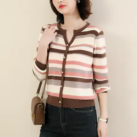 【11月16日8折上新】时尚洋气条纹毛衣慵懒感软糯套头打底衫上衣商品大图