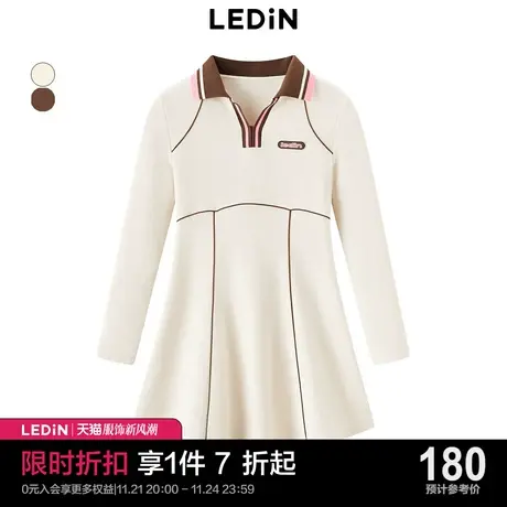 乐町运动风线性连衣裙秋冬宽松POLO领裙子C5FAC4J02商品大图