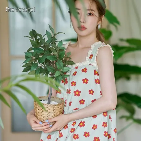 Bananagirl纯棉睡衣女夏季吊带性感薄款两件套女士公主风学生短裤图片