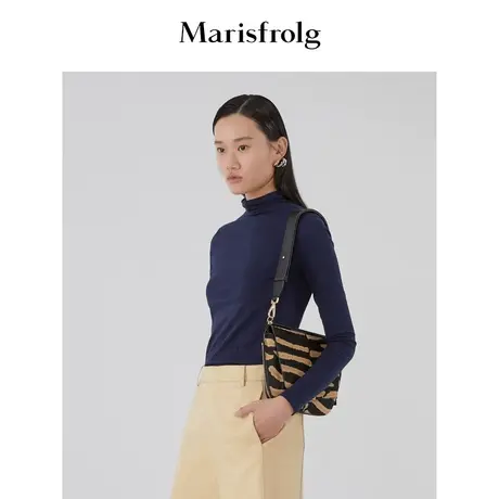 Marisfrolg/玛丝菲尔女装春季新款高领长袖修身打底T恤上衣商品大图