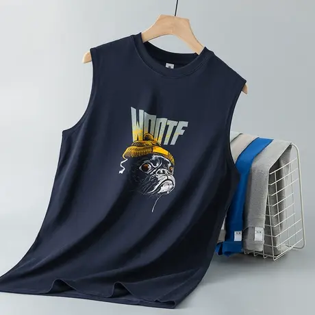 美式重磅纯棉背心男夏季跨栏健身篮球运动坎肩液氨长绒棉无袖t恤图片