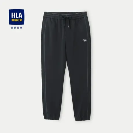 HLA/海澜之家锥形卫裤2023秋季新款斜纹松紧腰束脚口休闲裤男商品大图