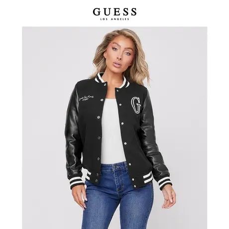 GUESS女美式高街宽松百搭棒球服撞色夹克外套商品大图