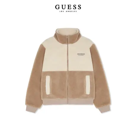 GUESS男仿羊羔绒加厚美拉德立领夹克外套-KM3W4846K商品大图