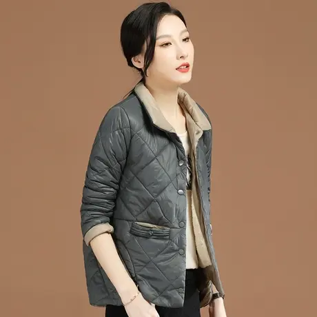 韩潮袭人立领加绒宽松棉衣棉服女2021冬季新款棉袄面包服加厚外套图片