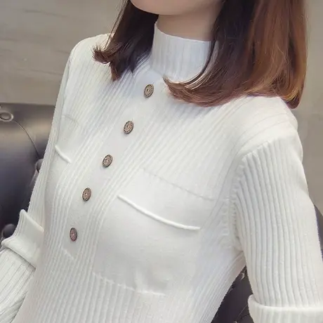 半高领打底毛衣女秋冬季新款加厚套头针织打底衫修身紧身内搭商品大图