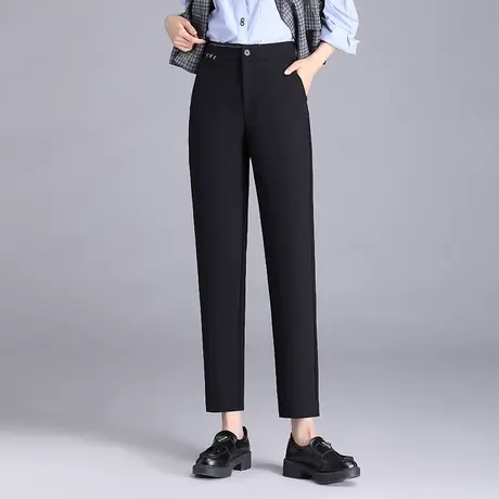 黑色九分烟管裤女高腰2023新款秋季通勤直筒小西裤显瘦垂感休闲裤图片