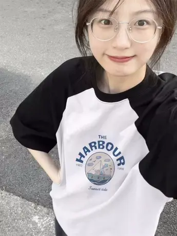 胖mm大码仿棉t恤短袖女2023新款夏装宽松显瘦ins潮遮肚插肩袖上衣图片