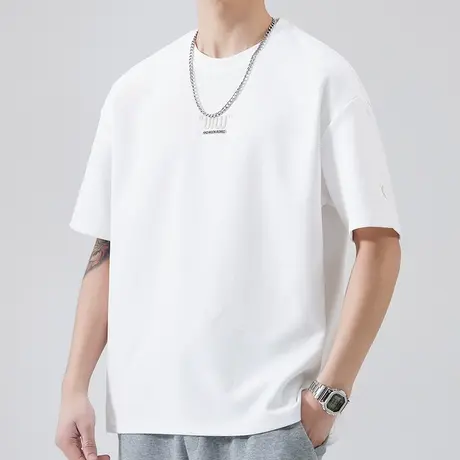 夏季圆领情侣装t恤高级感男生2024新款短袖上衣服男装半袖短t男士商品大图