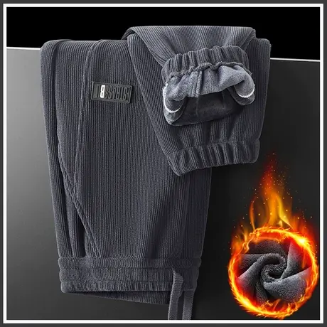 保暖加绒加厚抗寒冬季卫裤秋冬款防风束脚休闲裤子2024年新款男裤商品大图