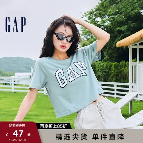 Gap女装廓形T恤LOGO纯棉亲肤短袖夏659468正肩上衣商品大图