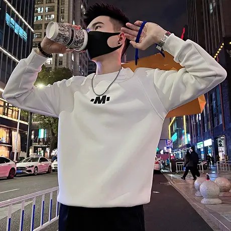 圆领卫衣男春季2024新款潮流宽松休闲打底衫上衣春款长袖字母t恤商品大图