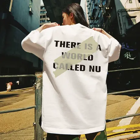 Nuthink宽松大码日系t恤男潮牌潮流短袖小众设计感夏季半袖男款商品大图