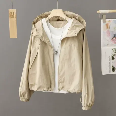 休闲短外套夹克女2024春秋装新款高级感时尚洋气冲锋衣小个子上衣图片