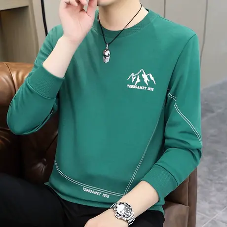 圆领卫衣男2023秋季新款休闲百搭秋衣打底衫潮流时尚长袖T恤男装商品大图