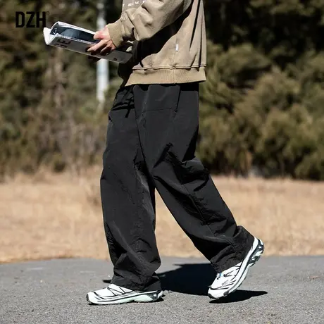 男士冲锋裤黑色工装裤男春季美式裤子直筒宽松男裤2024新款休闲裤商品大图