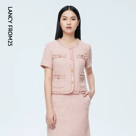 LANCY/朗姿夏季新款设计感宴会小香风短外套女气质淑女短袖图片