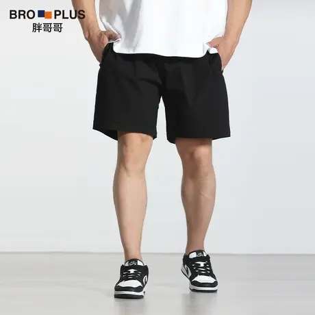 [松紧腰直筒短裤]大码五分短裤男宽松加肥加大简约透气夏季薄款商品大图