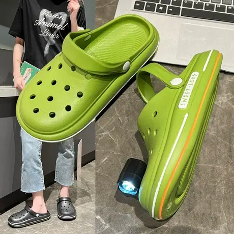 洞洞鞋女款2024新款软底防滑时尚夜光灯夏季网红半拖鞋百搭ins潮图片