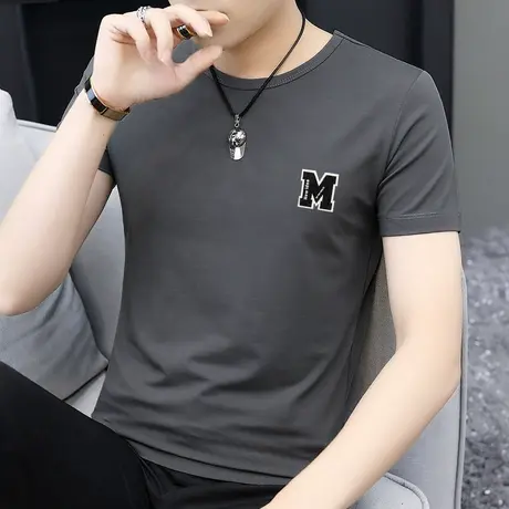 莫代尔短袖t恤男装2023新款圆领上衣服潮流夏季冰丝速干凉感半袖商品大图