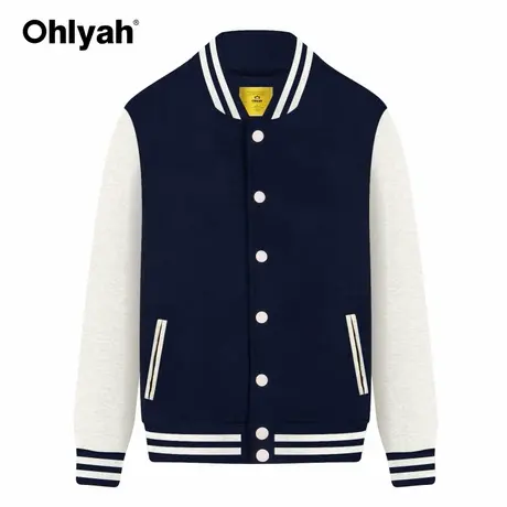 Ohlyah品牌棒球服衫外套纯棉女装情侣卫衣休闲纯色百搭学生大码潮图片