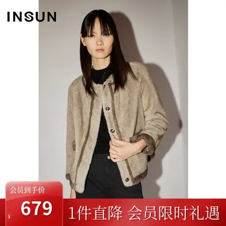 恩裳COVER冬季2022时尚撞色设计舒适保暖绒感小香风短外套女图片