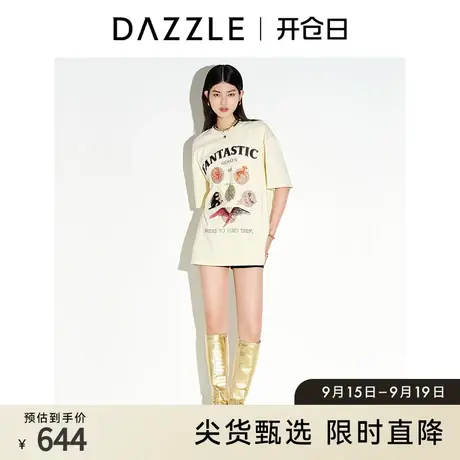 DAZZLE地素奥莱 春夏神奇动物在哪里小众刺绣印花短袖T恤女图片