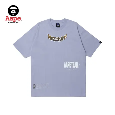 Aape旗舰店男装秋冬猿颜图案字母印花个性潮流休闲短袖T恤1384XXL商品大图