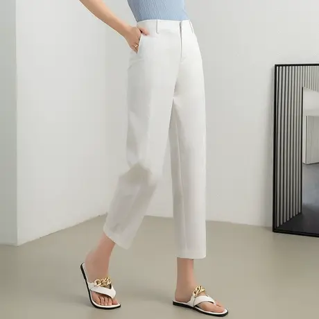 白色休闲裤女2023新款裤子夏季薄款女裤镰刀裤老爹萝卜裤哈伦裤夏图片