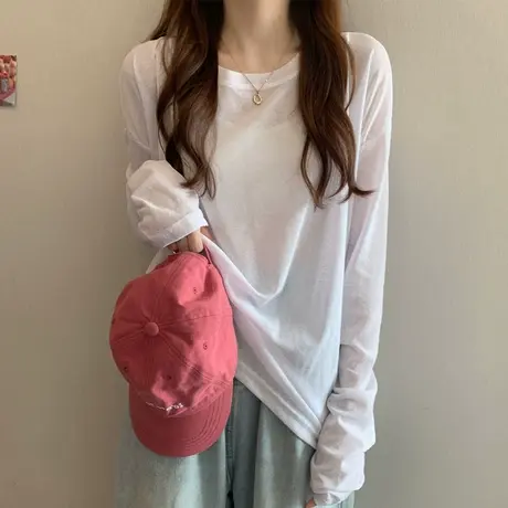 网纱防晒衣罩衫长袖t恤女夏季宽松韩版ins内搭打底衫上衣时尚减龄图片