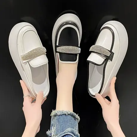 包头半拖鞋女2023年新款夏季网红时尚外穿软底懒人凉拖小白鞋图片