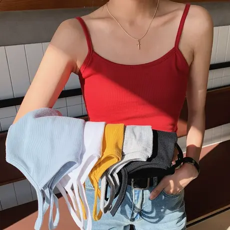 夏季韩版修身显瘦小吊带背心女性感外穿小心机港味chic短款上衣潮图片