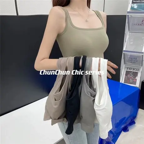 吊带背心设计感小众白色小吊带内搭2023外穿美背带胸垫打底上衣潮图片