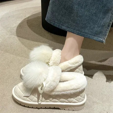 永希时尚雪地靴女2023秋冬季新款可爱加厚保暖鞋子松糕毛茸茸棉靴图片