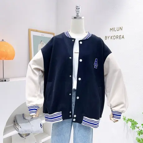 2023早春新款上衣韩国东大门拼色棒球服外套运动休闲卫衣百搭大码图片
