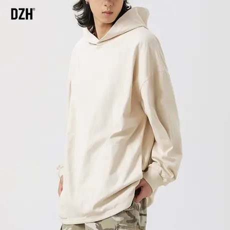 男士连帽长袖t恤男春秋情侣上衣2023新款卫衣打底衫男装纯棉内搭商品大图