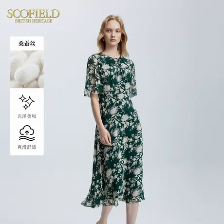 【甄选真丝】Scofield女装优雅印花飘逸连衣裙秋季裙子图片