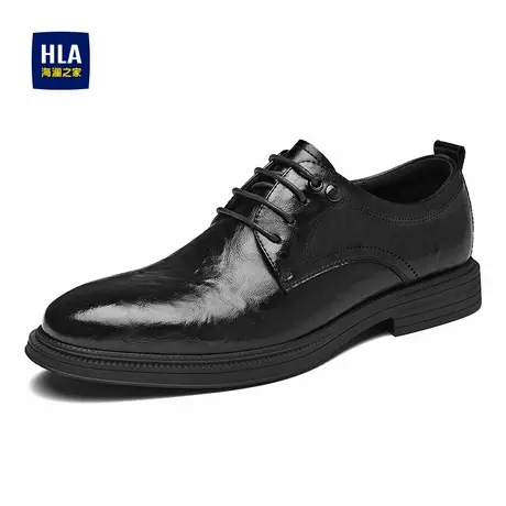 HLA/海澜之家男鞋新款春秋流行尖头商务正装皮鞋纯色光面德比鞋商品大图