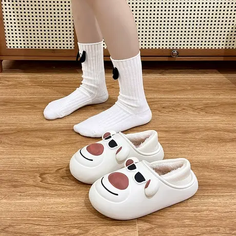 可爱小熊棉拖女外穿2023年秋冬季新款保暖小众设计居家包跟毛毛鞋商品大图