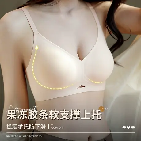 无钢圈软支撑无痕夏季薄款小胸内衣女聚拢果冻条防下垂美文胸罩商品大图