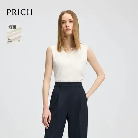 【超能小太阳】【缎面】PRICH无袖V领衬衫2025新款光泽感内搭女图片