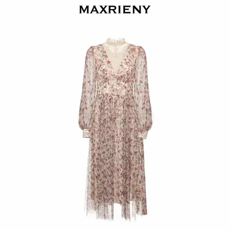 【奥莱】MAXRIENY碎花连衣裙秋季女士网纱公主裙洋气图片
