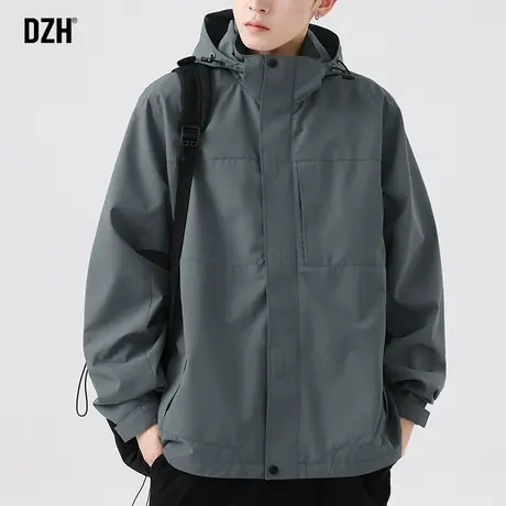 男士户外防水冲锋衣外套男春秋季男装2023新款连帽防风登山服夹克商品大图
