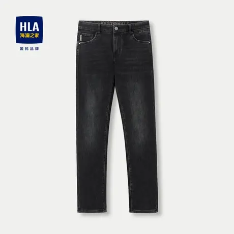 HLA/海澜之家含石墨烯牛仔裤2023秋季新款御寒弹力保暖直筒裤子男商品大图