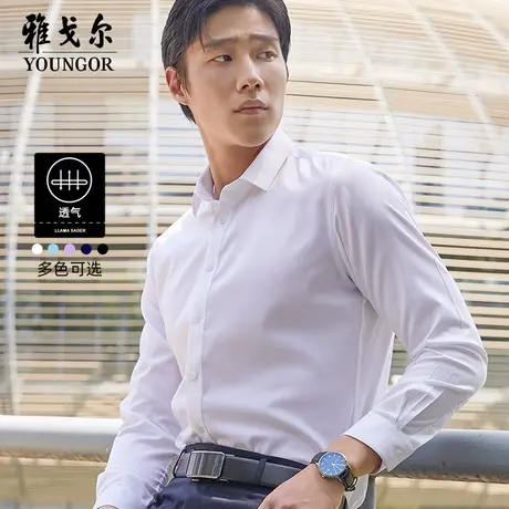 雅戈尔奥莱 男装长袖衬衫商务休闲DP免烫衬衣修身男商品大图